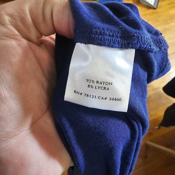 EILEEN FISHER Top Petite Size L Stretch Viscose Jersey Tunic Round Neck Long Sle - Picture 7 of 7